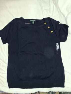 Lauren Ralph Lauren Navy Crewneck Short Sleeve Sweater